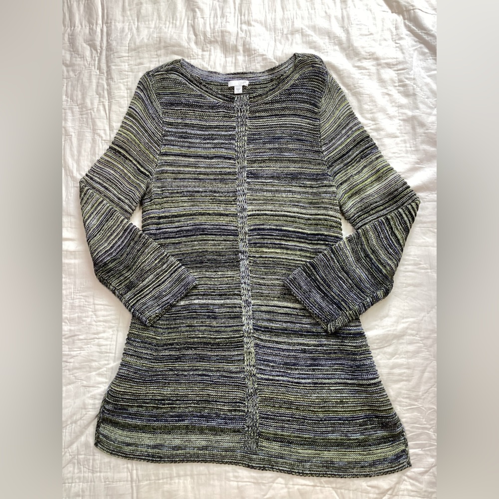 J.Jill Lagenlook Multicolor Knit Sweater Tunic Green Blue Medium.